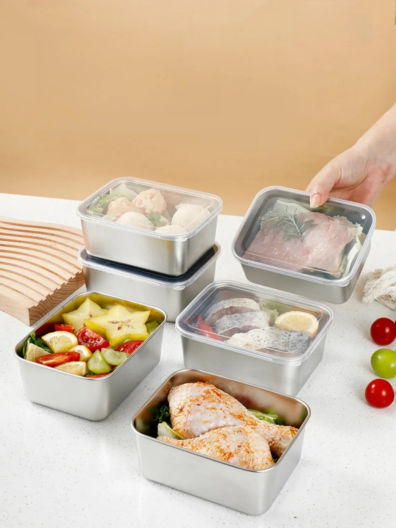 stainless steel fresh-keeping box with sealed lid, thickened small lunch box, camping food packaging and storage box