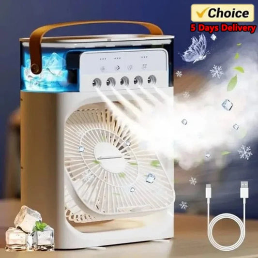 3 In 1 Fan Portable AIr Conditioner Household Small Air Cooler LED Night Lights Humidifier Air Adjustment Home Fans Dropshipping