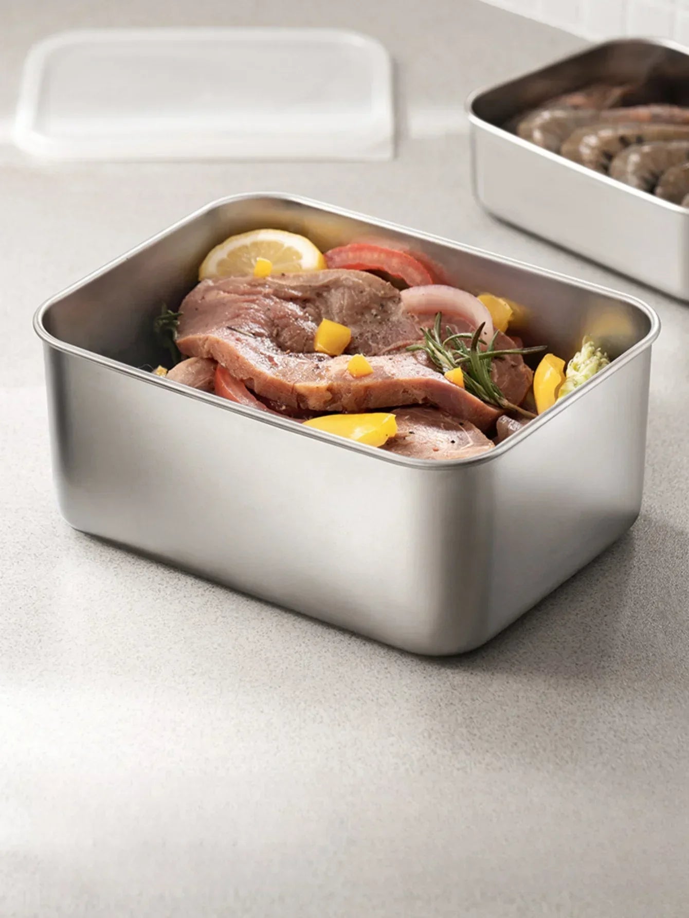 stainless steel fresh-keeping box with sealed lid, thickened small lunch box, camping food packaging and storage box