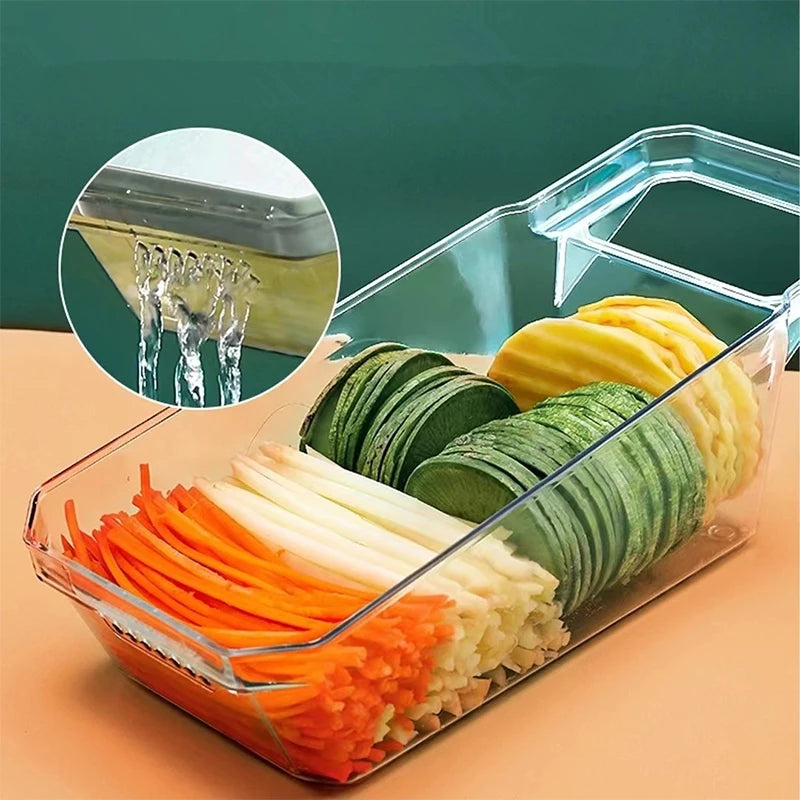 LMETJMA 6 in 1 Vegetable Slicer Mandoline Vegetable Slicer with 6 Interchangeable Blades Veggie Slicer Julienne Shredder JT105