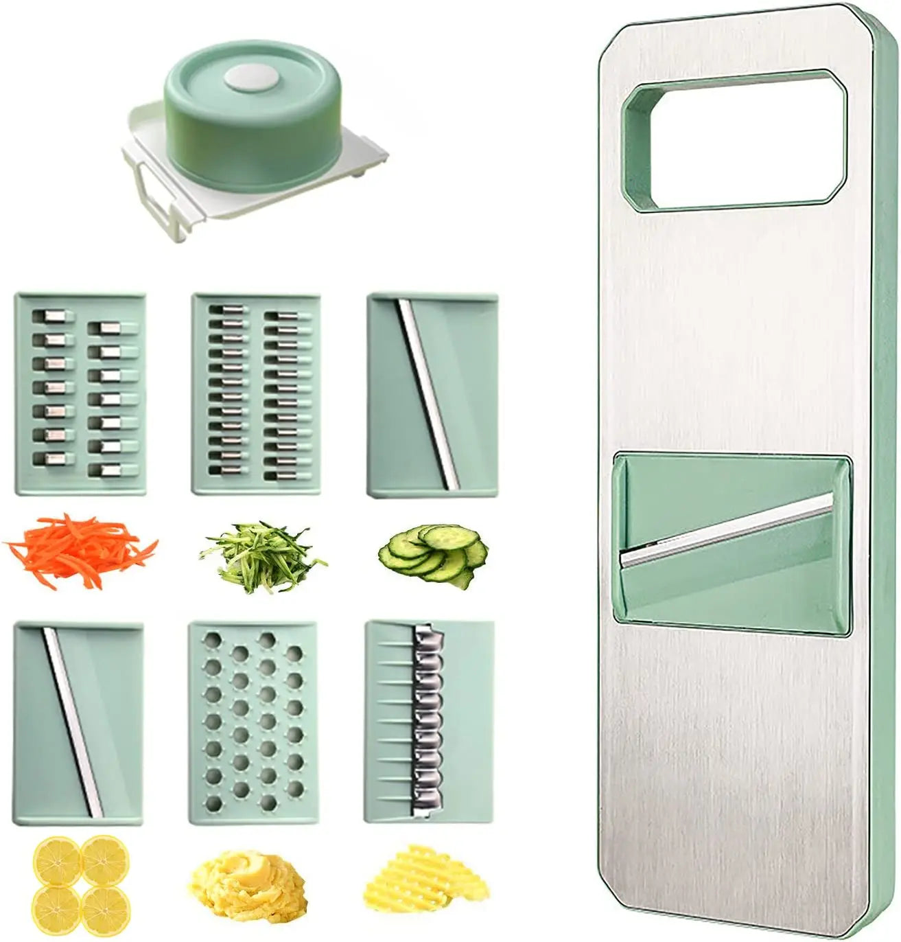 LMETJMA 6 in 1 Vegetable Slicer Mandoline Vegetable Slicer with 6 Interchangeable Blades Veggie Slicer Julienne Shredder JT105